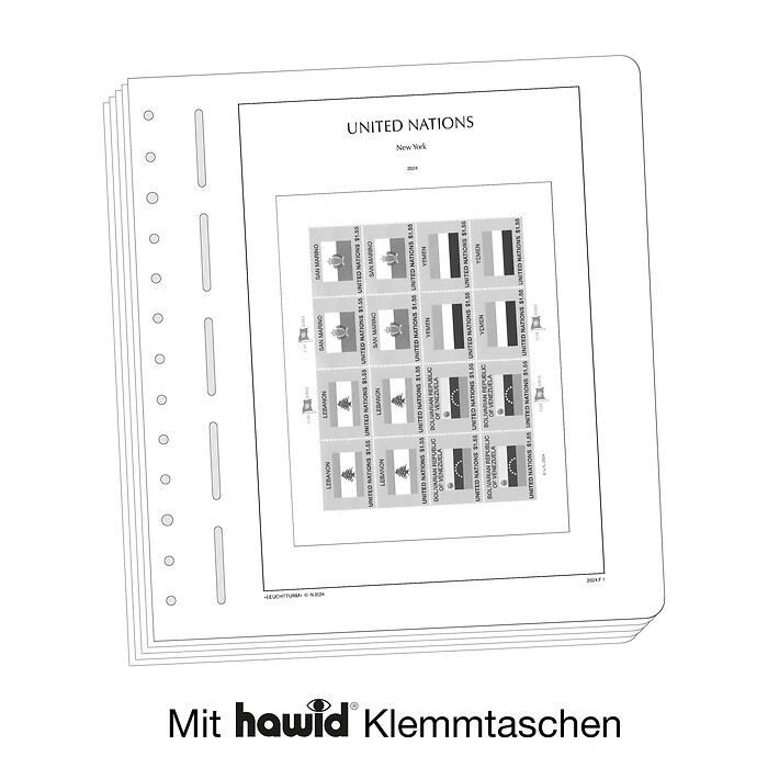 Leuchtturm Nachtrag mit Klemmtaschen UNO New York-Flaggenbogen 2024