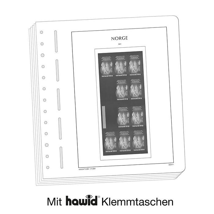 Leuchtturm Nachtrag mit Klemmtaschen Norwegen Markenheftchen 2024