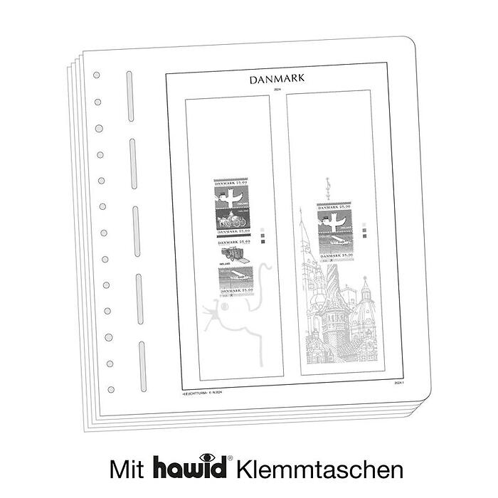 Leuchtturm Nachtrag mit Klemmtaschen Dänemark Heftchen-Spezialblätter 2024