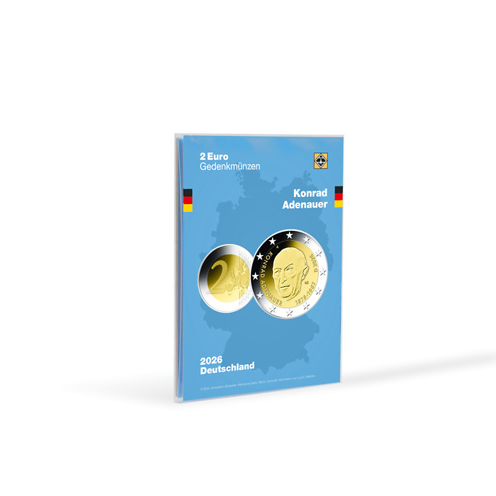 Münzkarte für deutsche 2-Euro-Gedenkmünze 2026 (Konrad Adenauer)